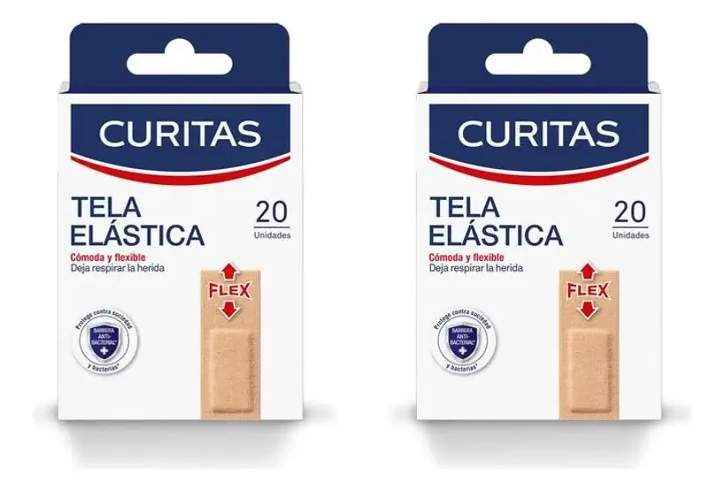 Pacote X2 Curativos Adesivos de Tecido Elástico 20u Curitas