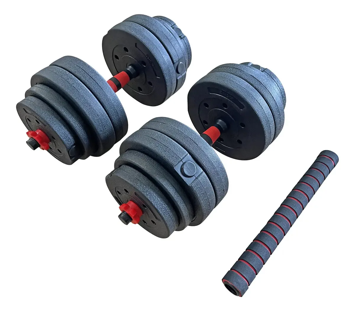 Kit de halteres Proline com barra adaptável, discos de 30 kg e barra conversora