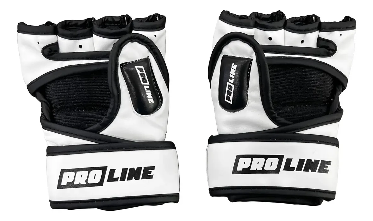 Luvas de artes marciais mistas Proline, tamanho S, preto, cor branca