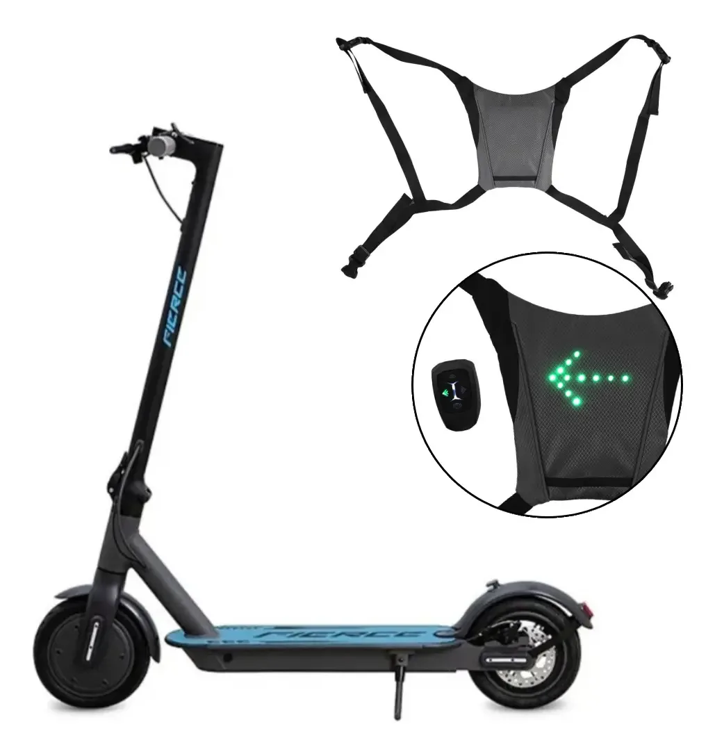 Skate elétrico Fierce 250w e colete indicador giratório LED