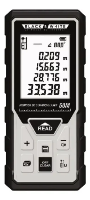 Medidor de distância a laser 50 metros preto%branco/Ferrenet