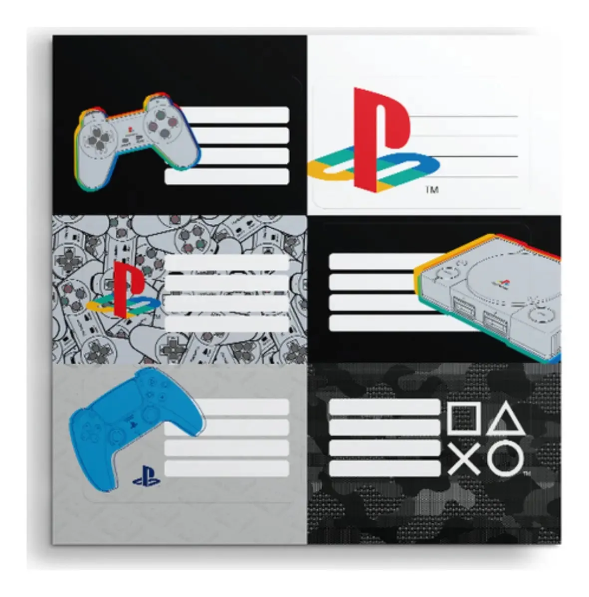 Etiqueta de ilustração autoadesiva na forma de uma folha PlayStation retangular Mooving PlayStation
