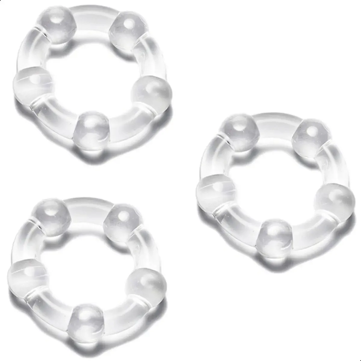 3 Anéis Peniano Macio Flexível Sexo Prolonga Retarda Ereção Cor Transparente
