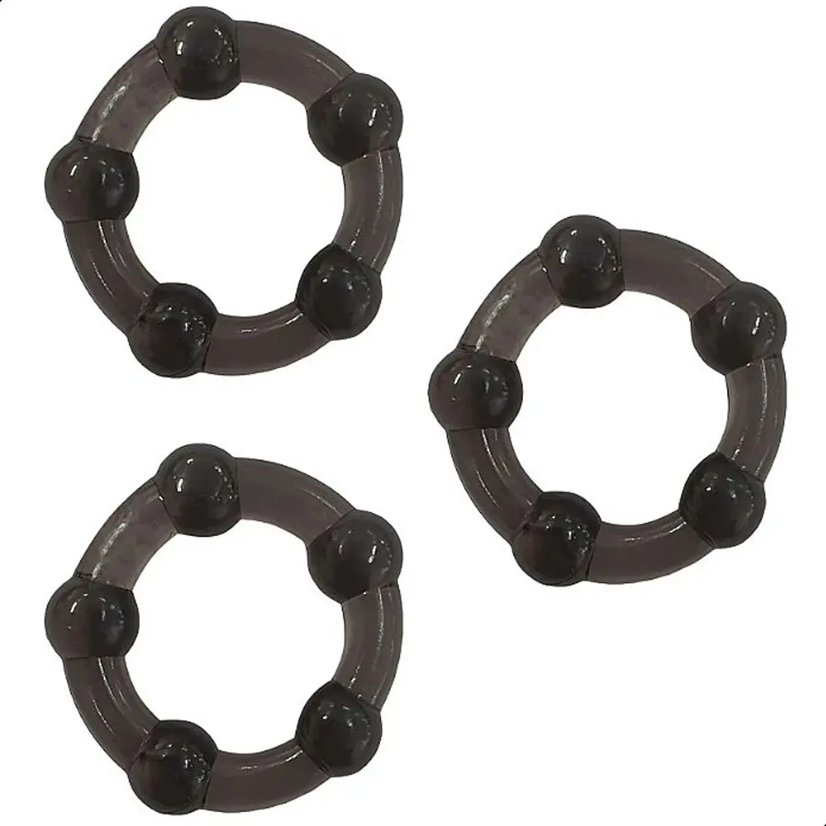 3 Anéis Peniano Macio Flexível Sexo Prolonga Retarda Ereção Cor Preto