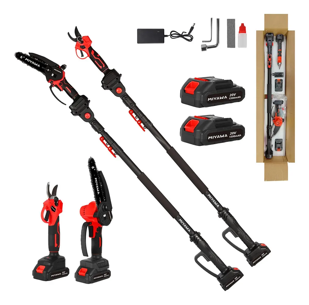 Carregador de bateria do kit de poda sem fio Miyawa 20v 3 em 1