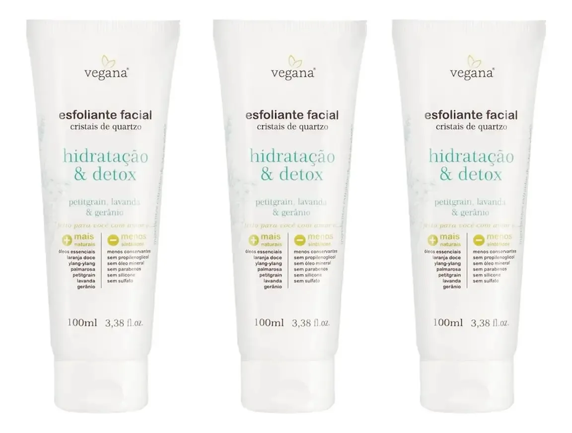 Kit WNF com 3 Esfoliantes Faciais Veganos para Hidratação e Detox