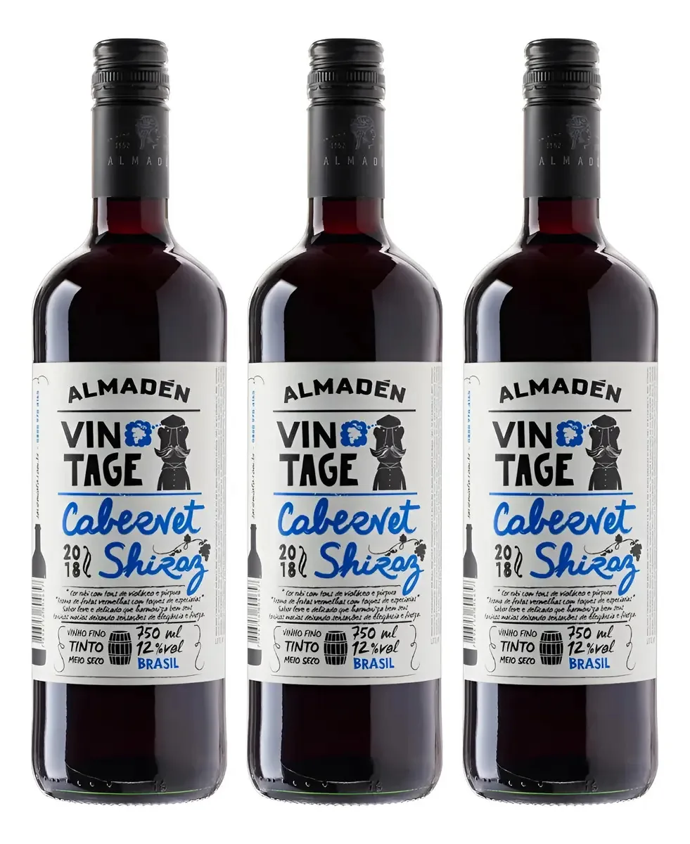 Kit 3 Vinho Almadén Vintage Cabernet E Shiraz 750ml