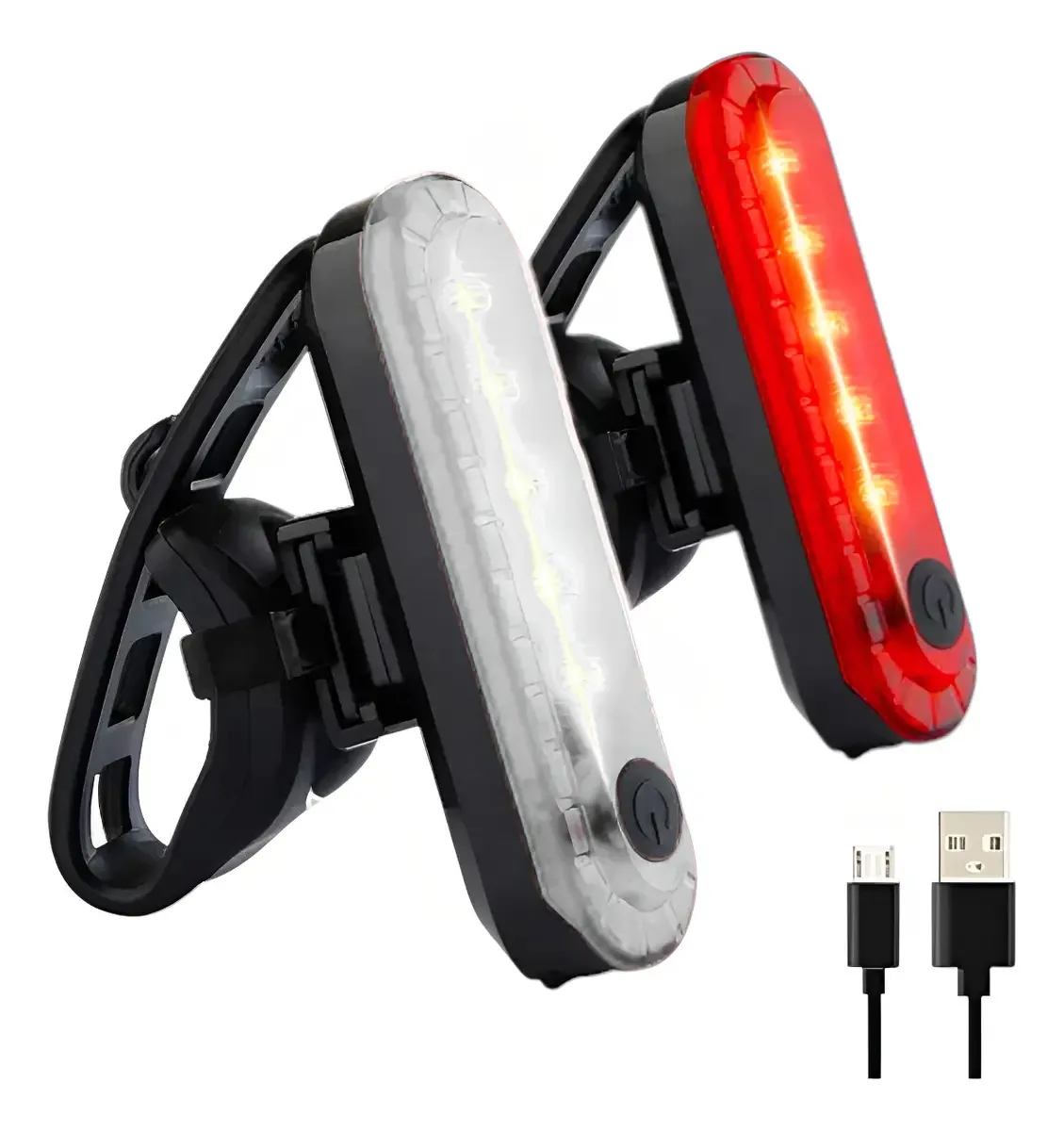 Kit de luzes de bicicleta: lanternas brancas, vermelhas, USB, recarregáveis, brancas e vermelhas