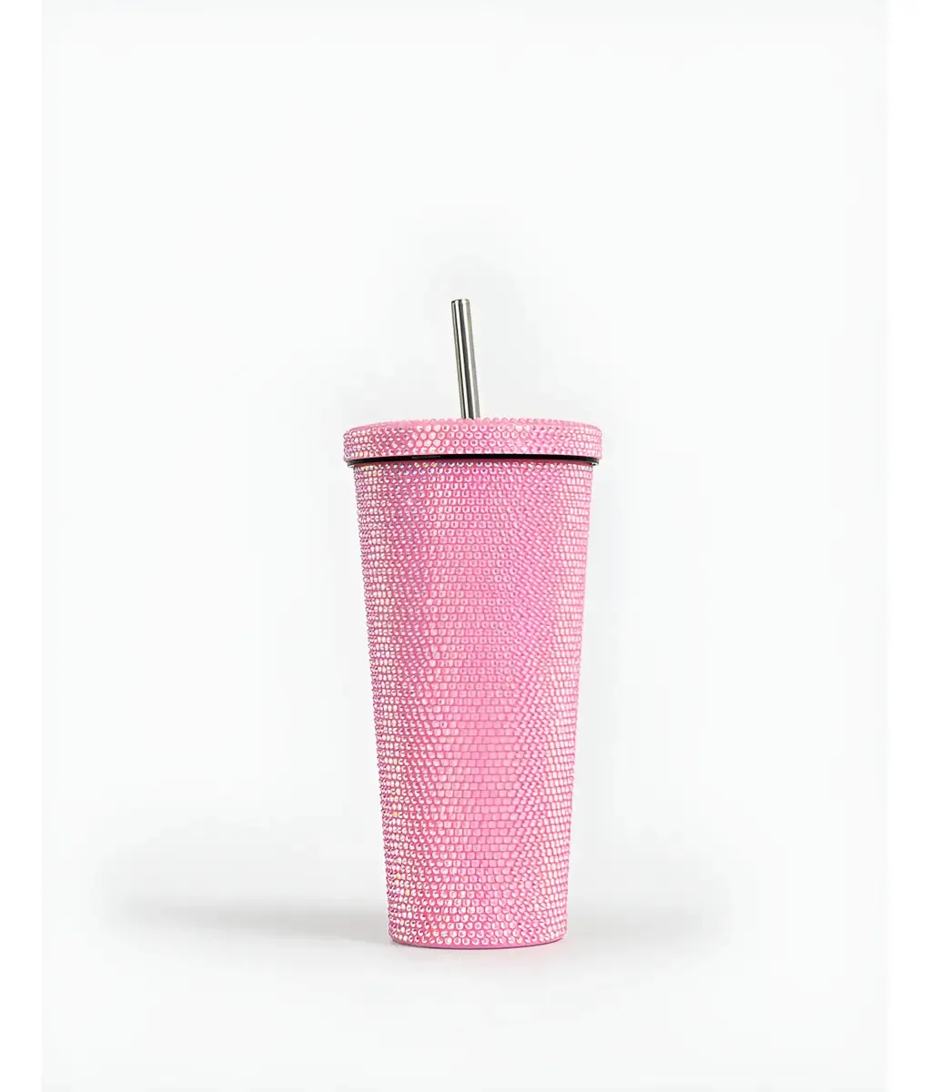 Copo de aço inoxidável Todomoda Strass 670 ml Pink Strass