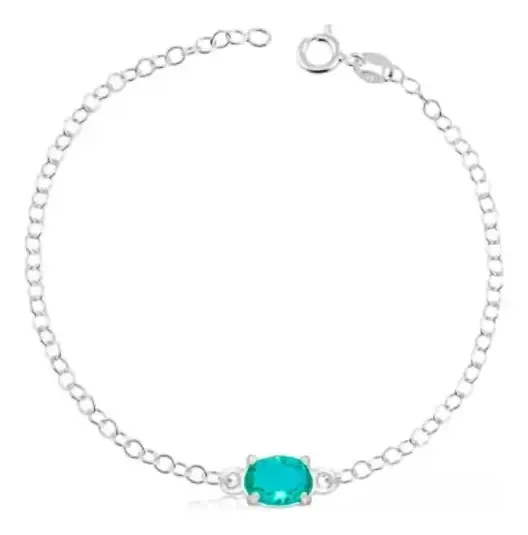 Pulseira Oval Turmalina De Prata