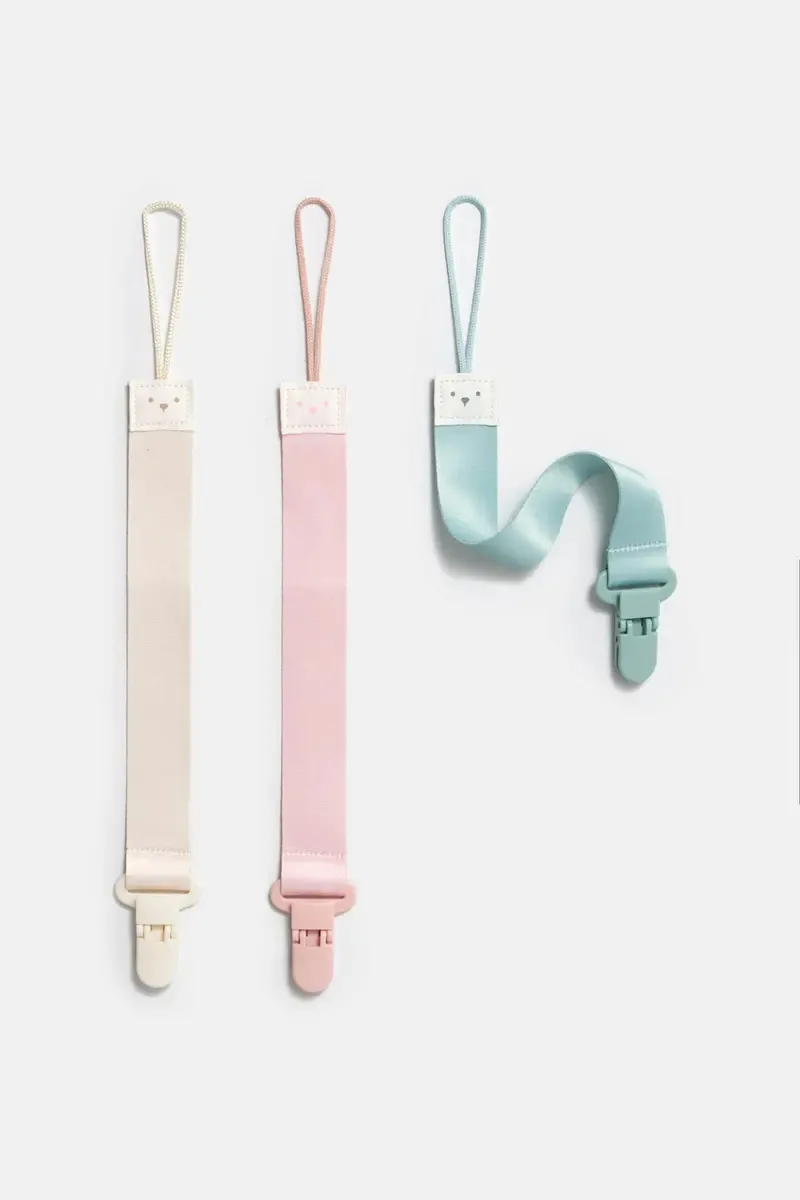 Porta-chupeta Cheeky PACKX3 Pino de chupeta de poliéster liso SWEET U em poliéster multicolorido em um pacote de 3u