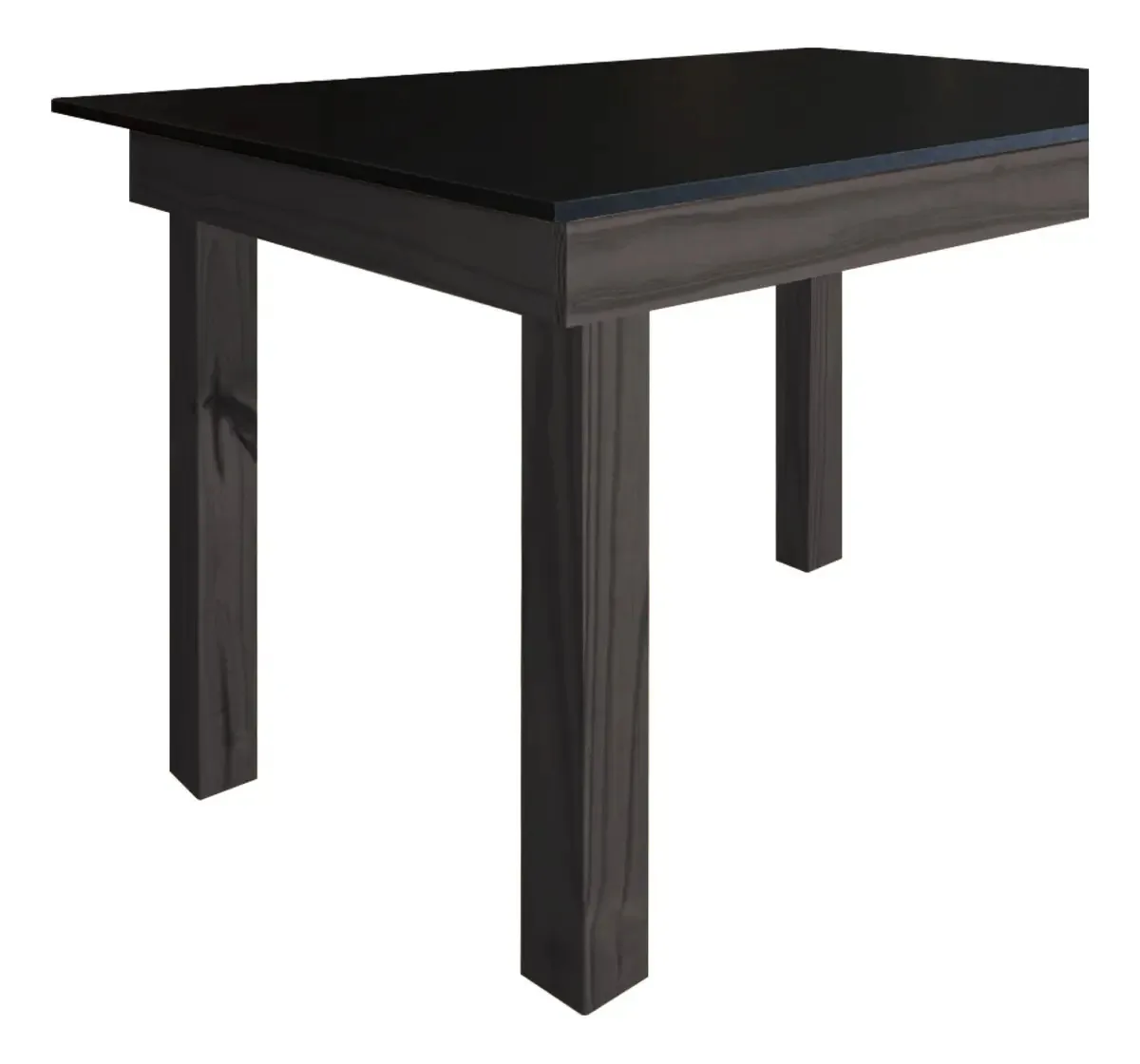 Mesa de jantar moderna de cozinha de melamina, pernas retas, 120x80, tampo preto, pernas pretas