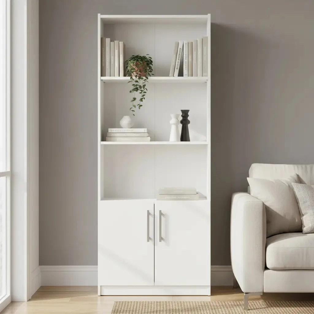 Organizador de estantes de melamina Modern Door Sajo White Color