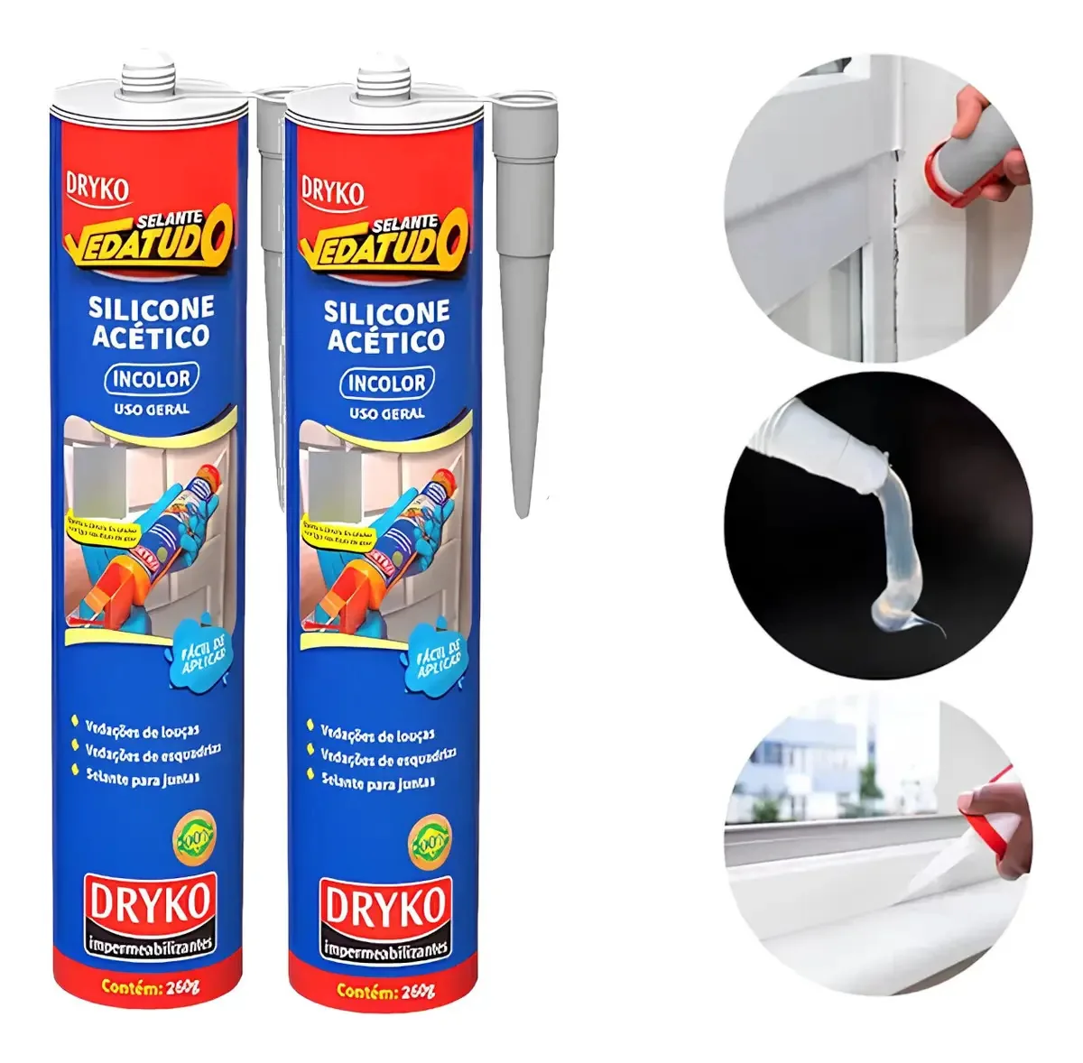 Cola Tudo Cola Tubo 260g Fixa Tudo Veda Silicone Kit 2 Uni Cor Incolor