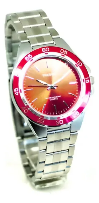 Relógio masculino Tressa Goya Metal Sports - Goya 10 Mesh - Anel vermelho Fdo Fundo vermelho branco