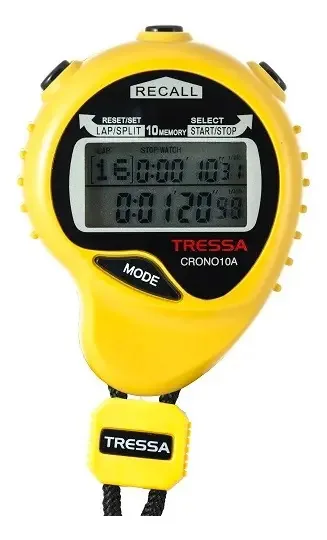 Cronômetro Tressa Crono 10a - 10 voltas, cor amarelo