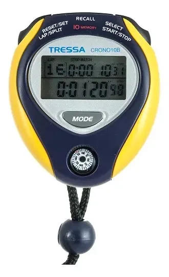 Cronômetro Tressa Crono 10b - 10 voltas, cor amarelo
