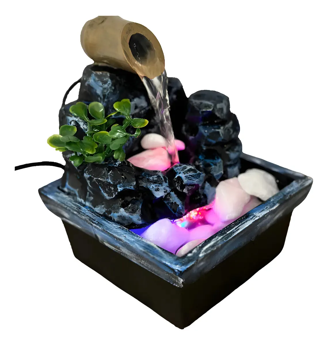 Fonte Agua Decorativa Cascata Artificial Relaxante Iluminada