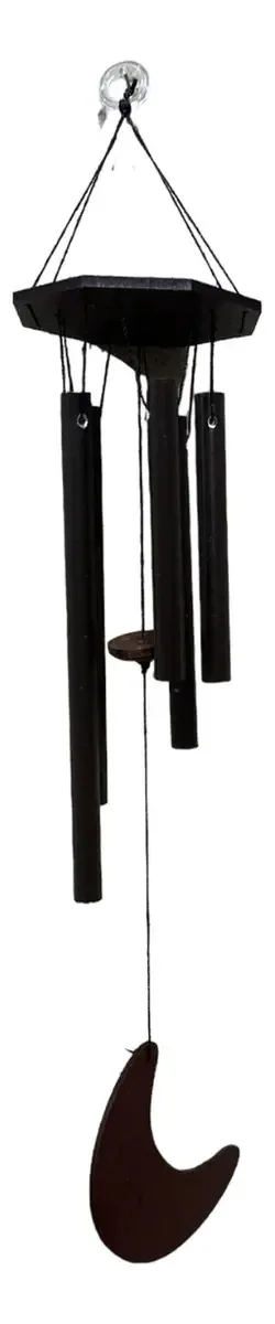 Sino dos Ventos Aluminio Preto Lua 50cm Com Pingente