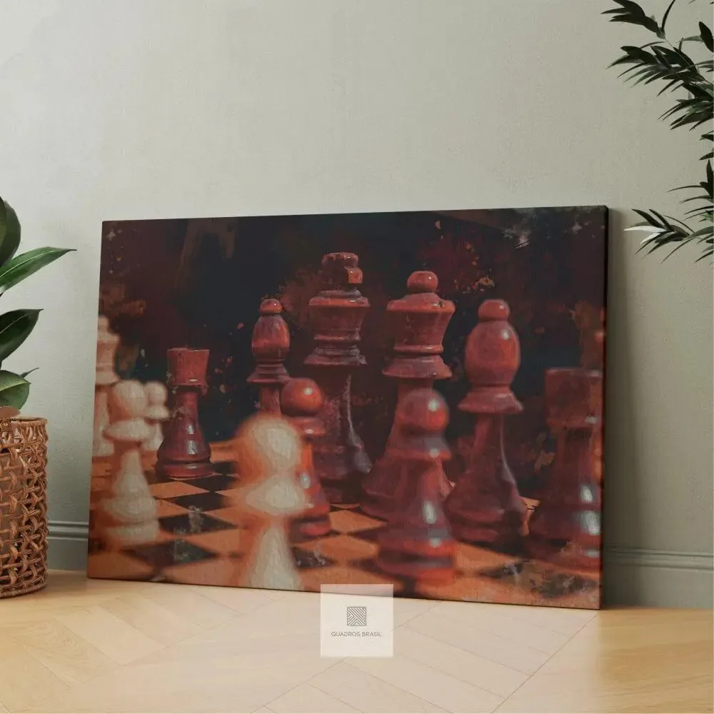 Quadro Xadrez Tabuleiro De Madeira Estilo Pintura