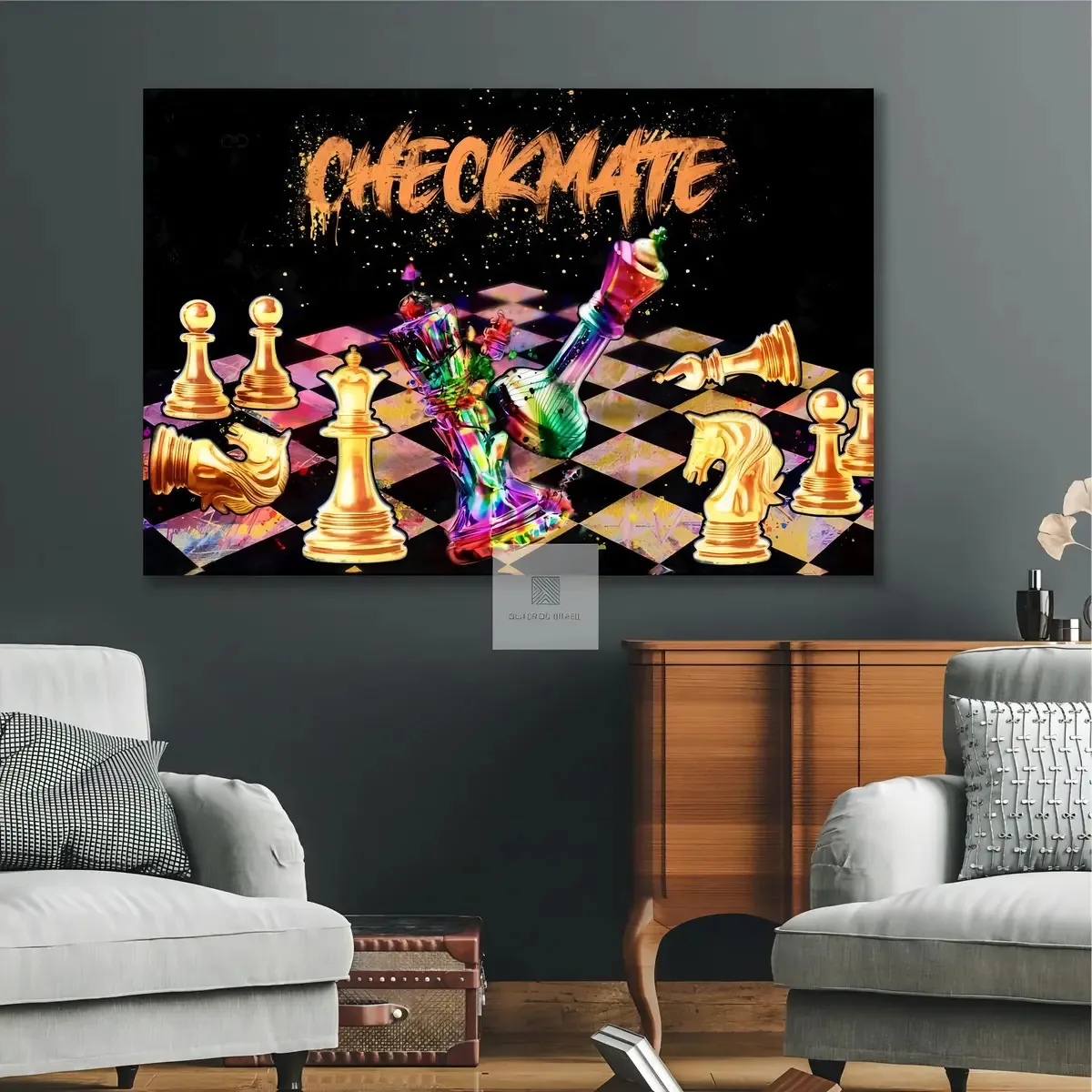 Quadro Xadrez Checkmate Decorativo