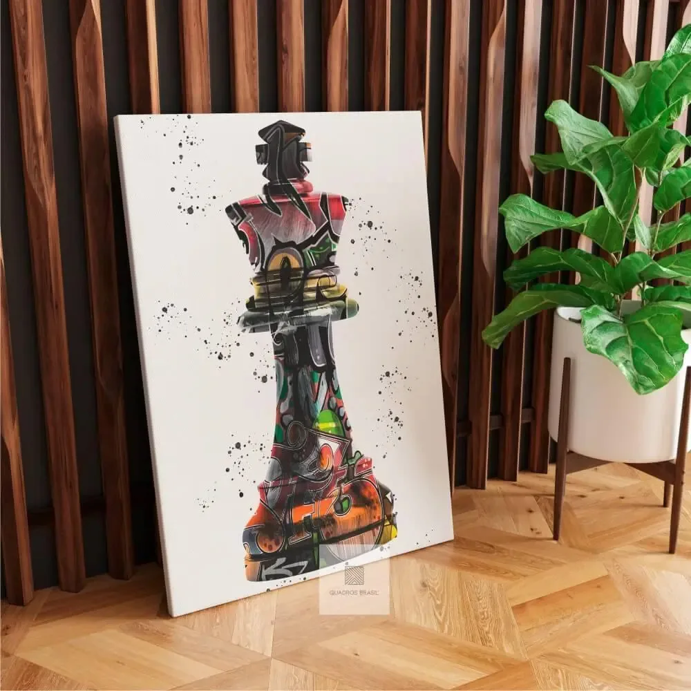 Quadro Xadrez Rei Em Grafite Art