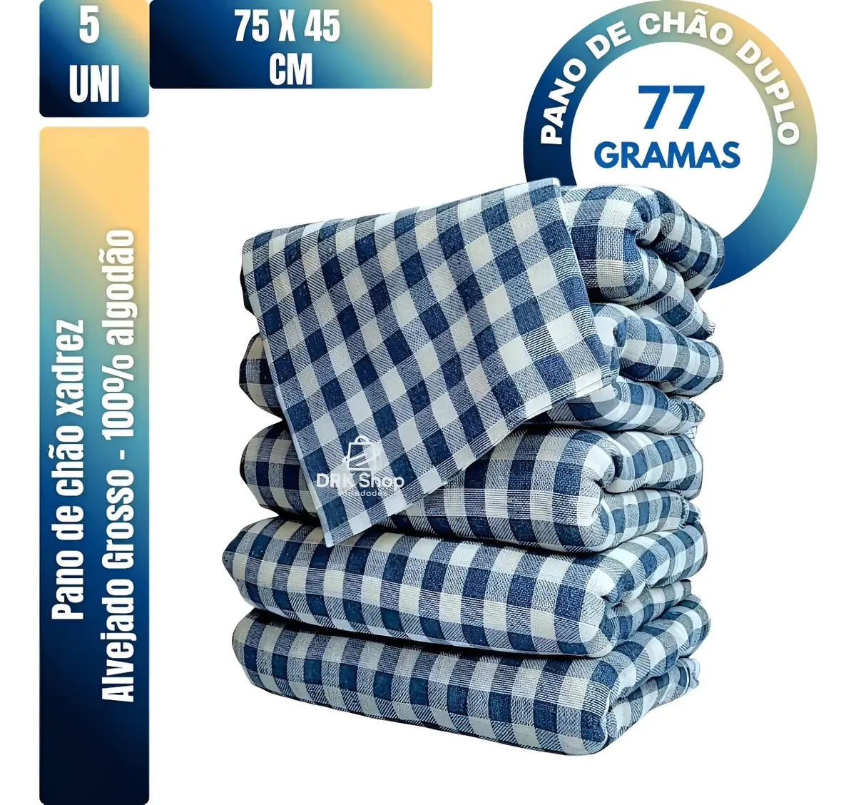 5 Panos Pano De Chão Xadrez Limpeza Tamanho Extra Grande