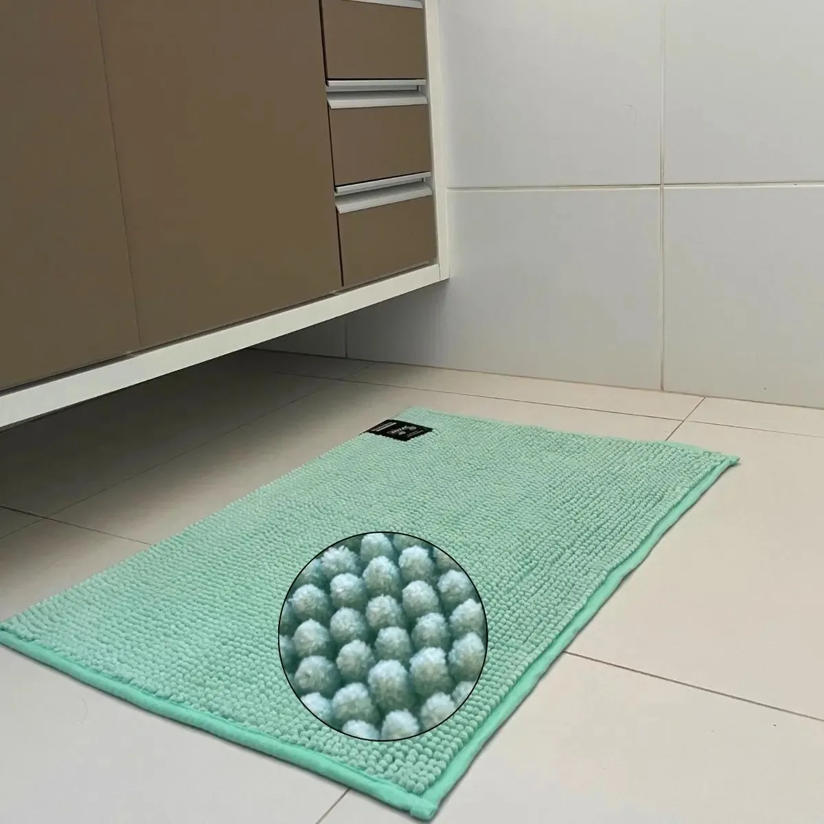 Kit 4 Tapetes Para Banheiro Antiderrapante Absorvente Rozac Cor Verde-claro Liso
