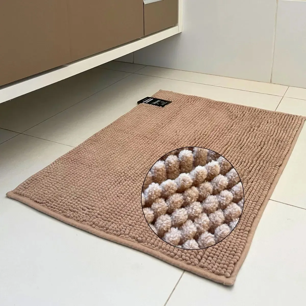 Kit 4 Tapetes Para Banheiro Antiderrapante Absorvente Rozac Cor Kaki Liso