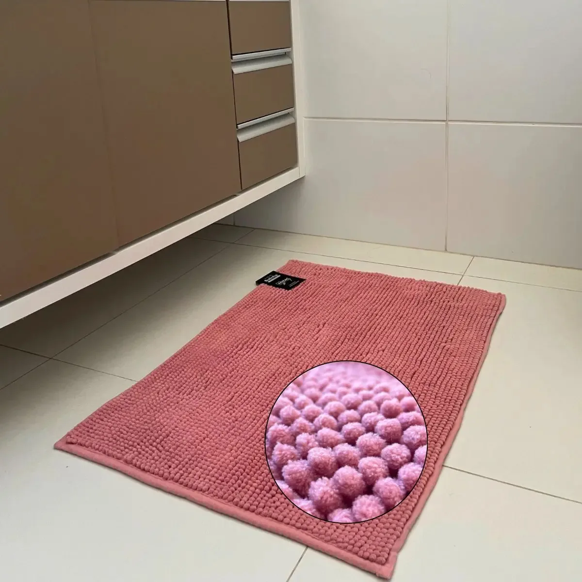 Kit 4 Tapetes Para Banheiro Antiderrapante Absorvente Rozac Cor Rosa Liso