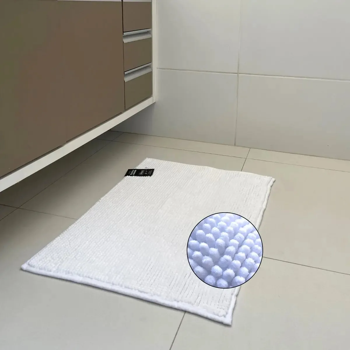 Kit 4 Tapetes Para Banheiro Antiderrapante Absorvente Rozac Cor Branco Liso