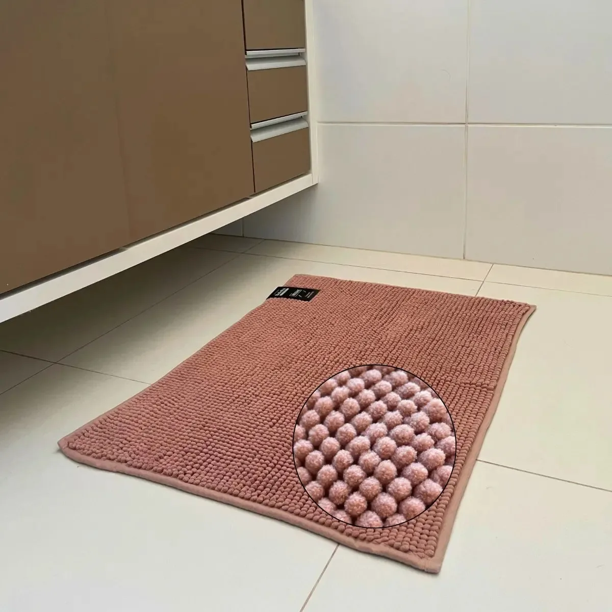 Kit 4 Tapetes Para Banheiro Antiderrapante Absorvente Rozac Cor Nude Liso