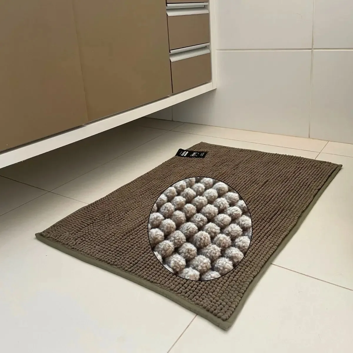 Kit 4 Tapetes Para Banheiro Antiderrapante Absorvente Rozac Cor Militar Liso