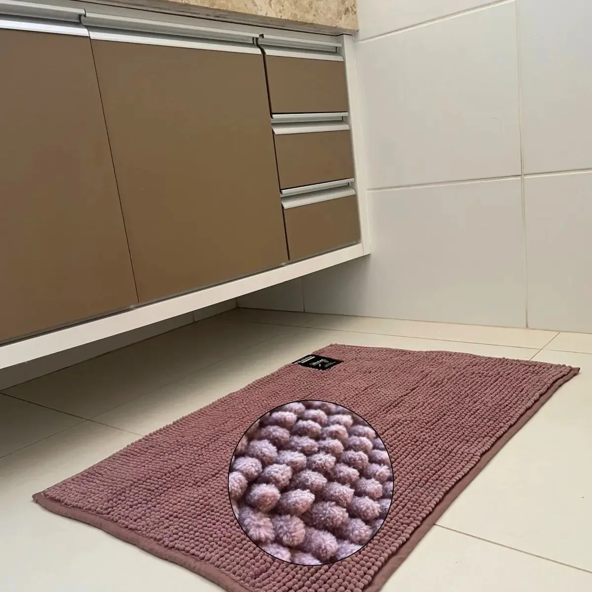 Kit 4 Tapetes Para Banheiro Antiderrapante Absorvente Rozac Cor Lilás Liso