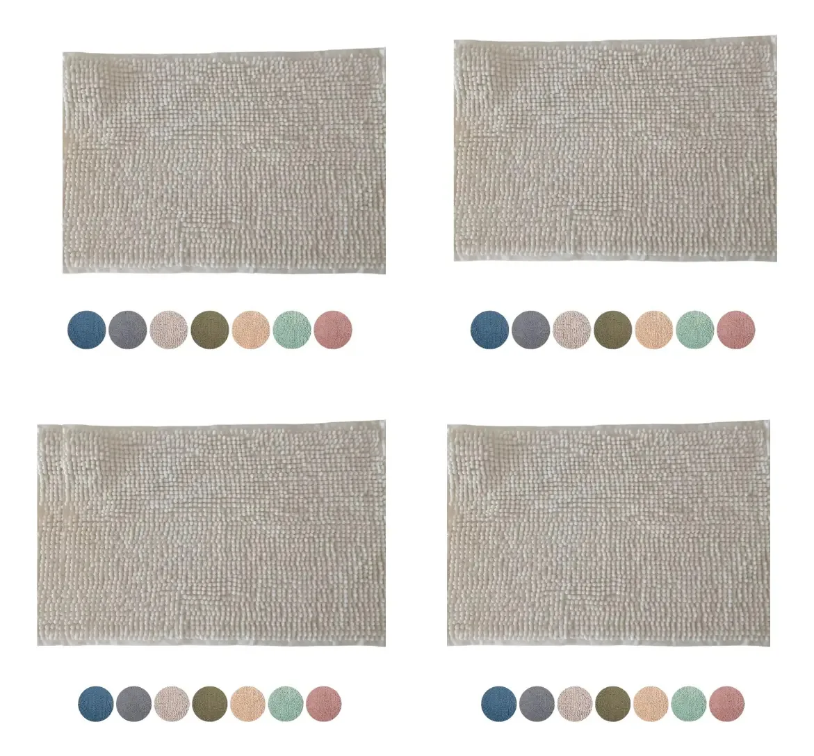 Kit 4 Tapetes Para Banheiro Antiderrapante Absorvente Rozac Cor Palha Liso