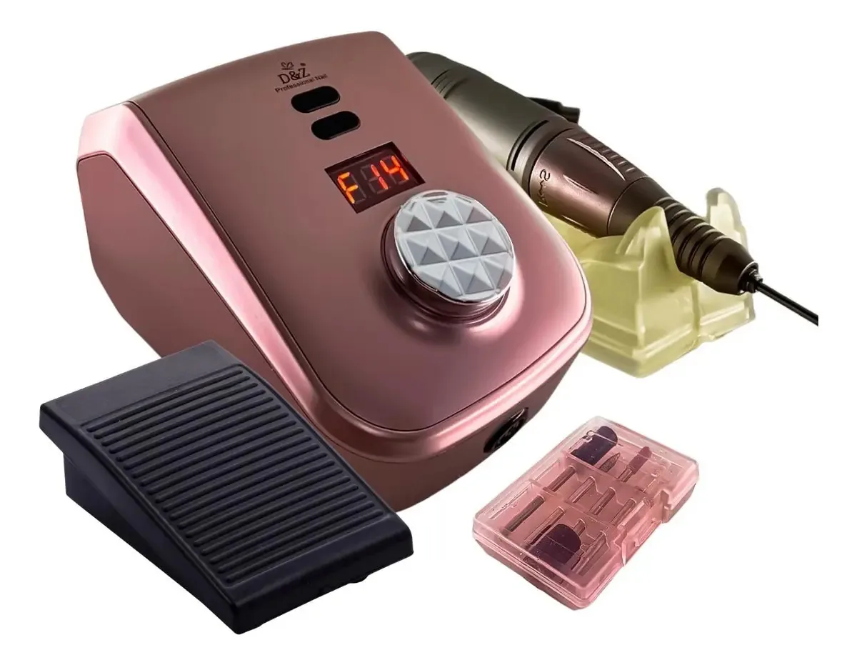 Motor Lixa D&z 45.000rpm Podologia Manicure Unhas Fibra Gel Cor Salmão