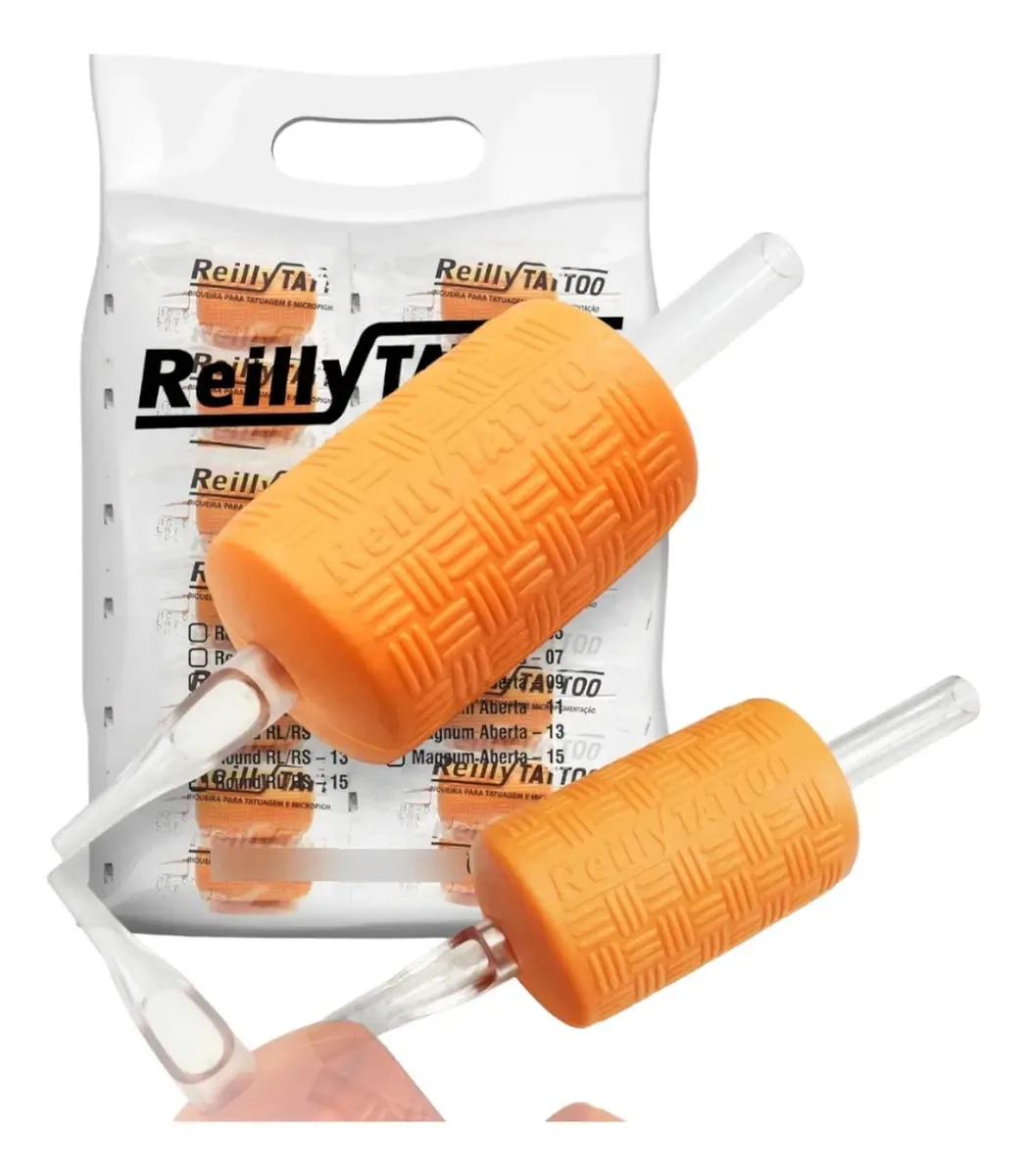 Biqueira Tatuagem Reilly Tattoo 30mm 20 Unidades Laranja Claro