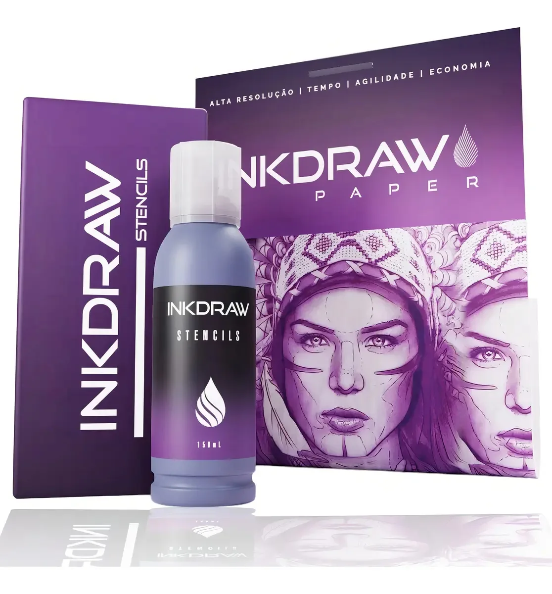 Tinta Inkdraw Stencils Para Decalque Tattoo Cor Violeta