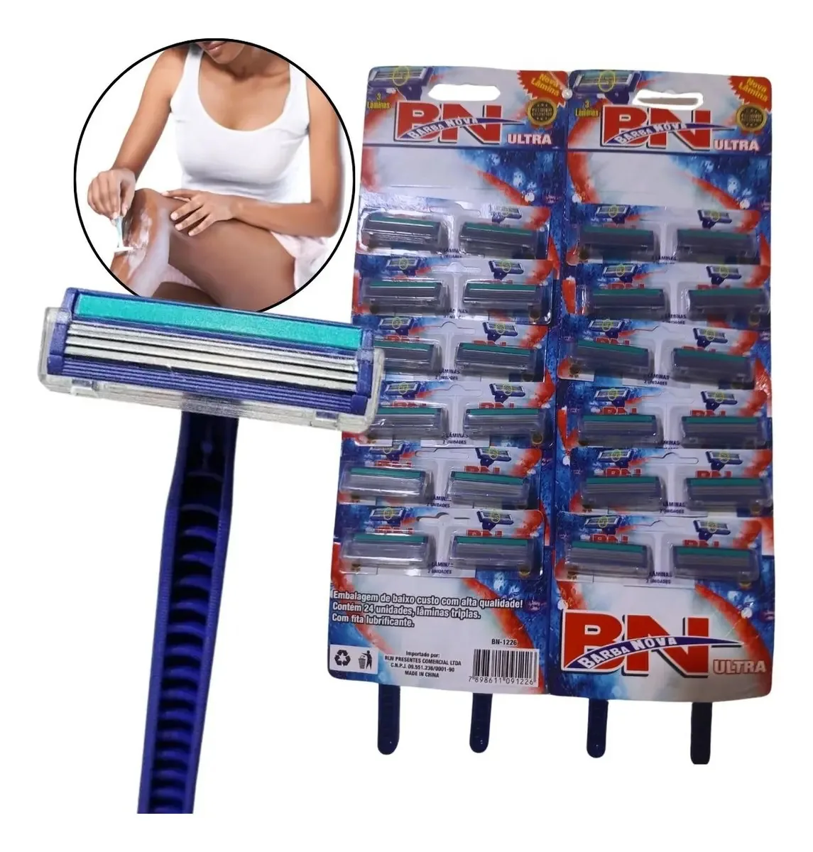 Aparelho Barbeador Descartável 3 Lâminas Antialérgico 24 Pçs