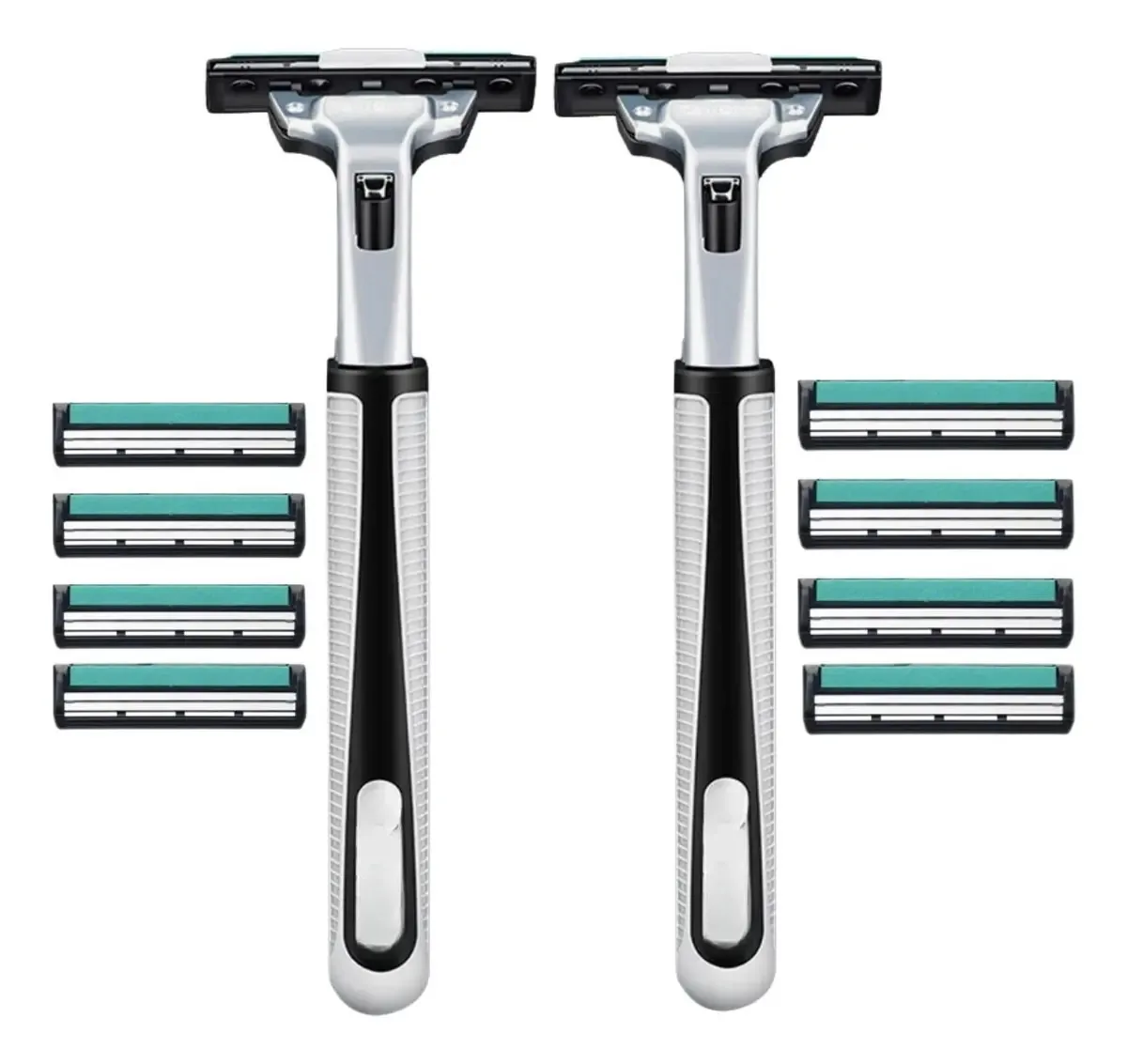Kit 2 Barbeador Lâmina Dupla C/ Fita Lubrificante 8 Cartucho