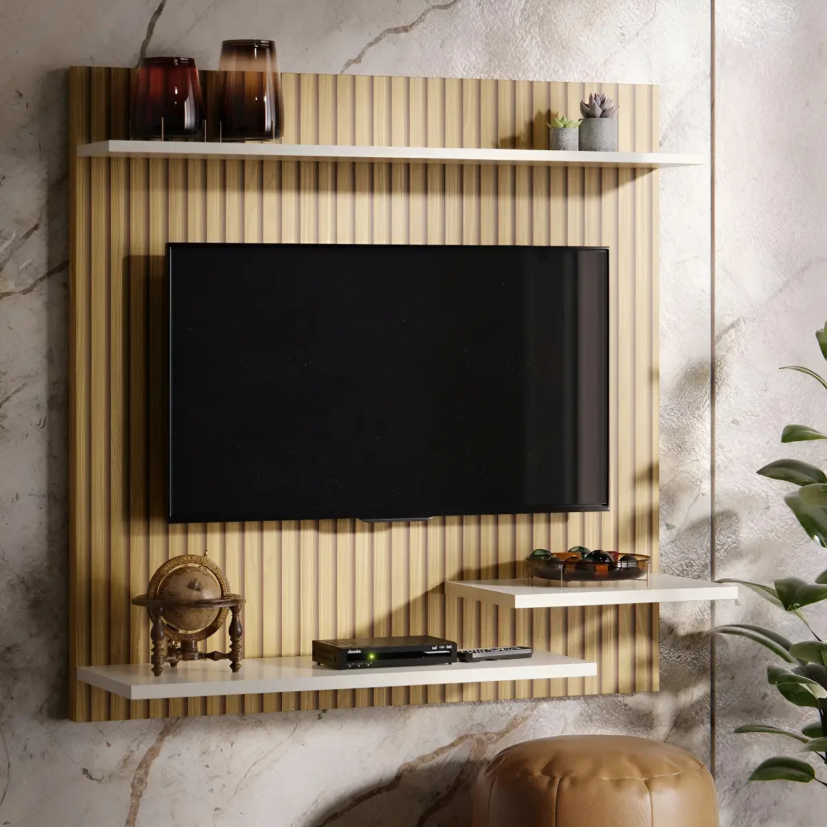 Painel Para TV 32 Polegadas Ripado Madeira Moderno Quality Móveis