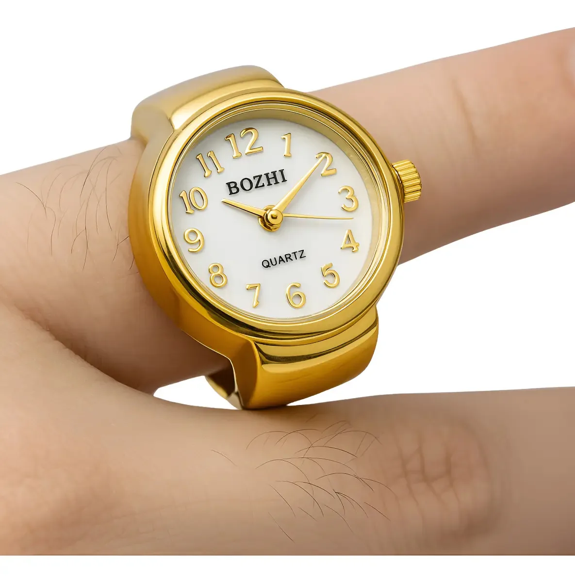 Anel Relogio Dedo Portatil Ajustavel Premium Moda Cores Cor Dourado