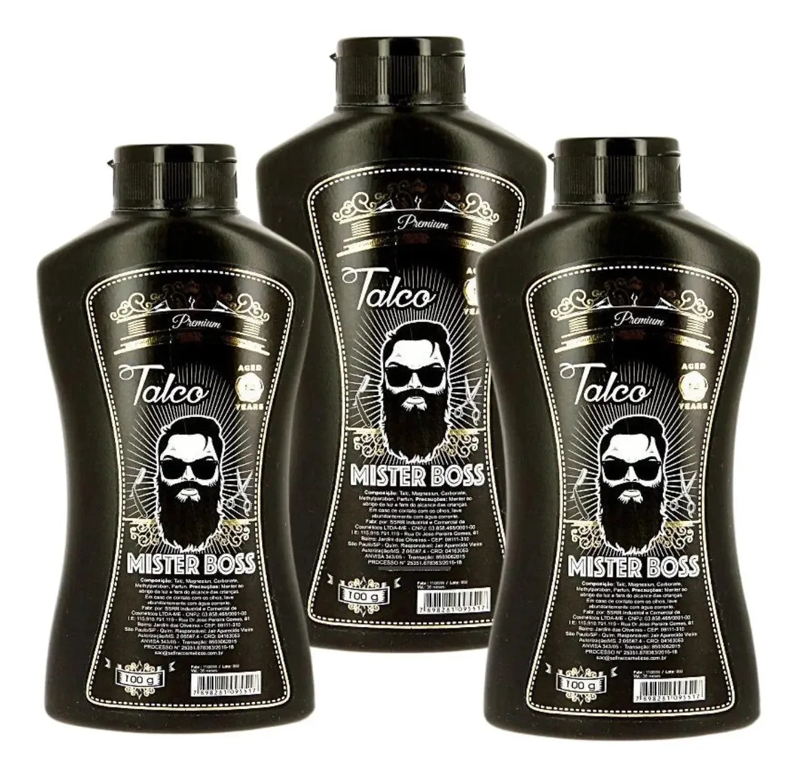 Kit 3 Talcos Mentolado Ultrafino 100g Salão Barbearia Safira