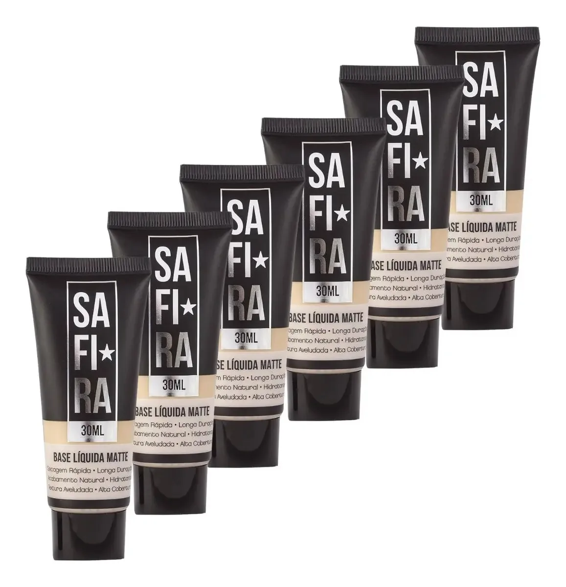 Kit 6 Bases Líquida Matte Nº 01 Alta Cobertura 30ml Safira