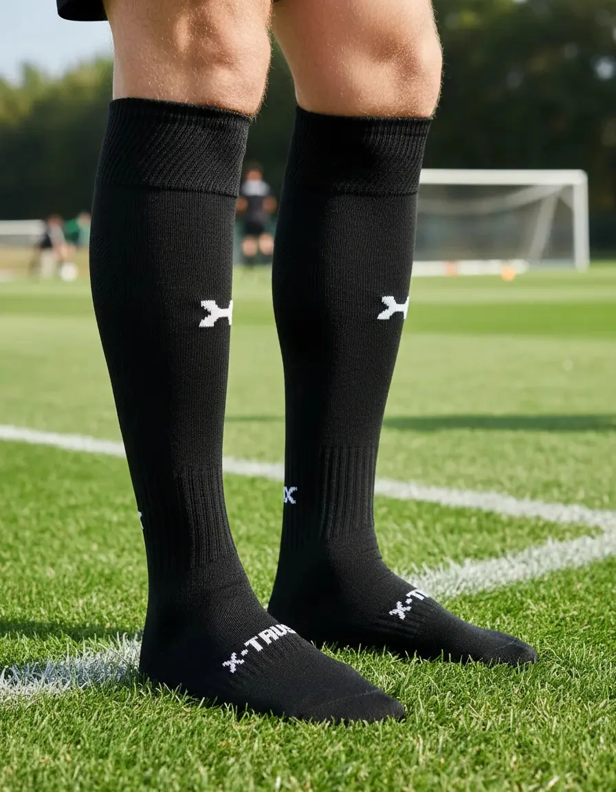 Meias masculinas de futebol/hóquei X-trust, cor preta, tamanho 40-45