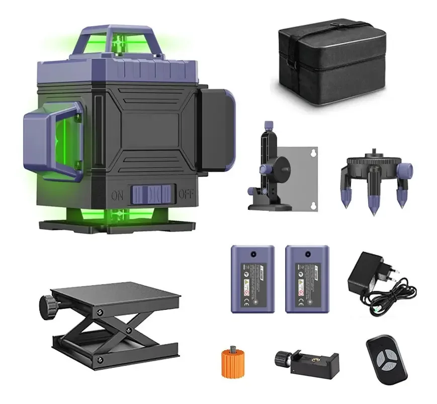 16 linhas de níveis de laser com alcance de mm, autonivelamento com 2 baterias