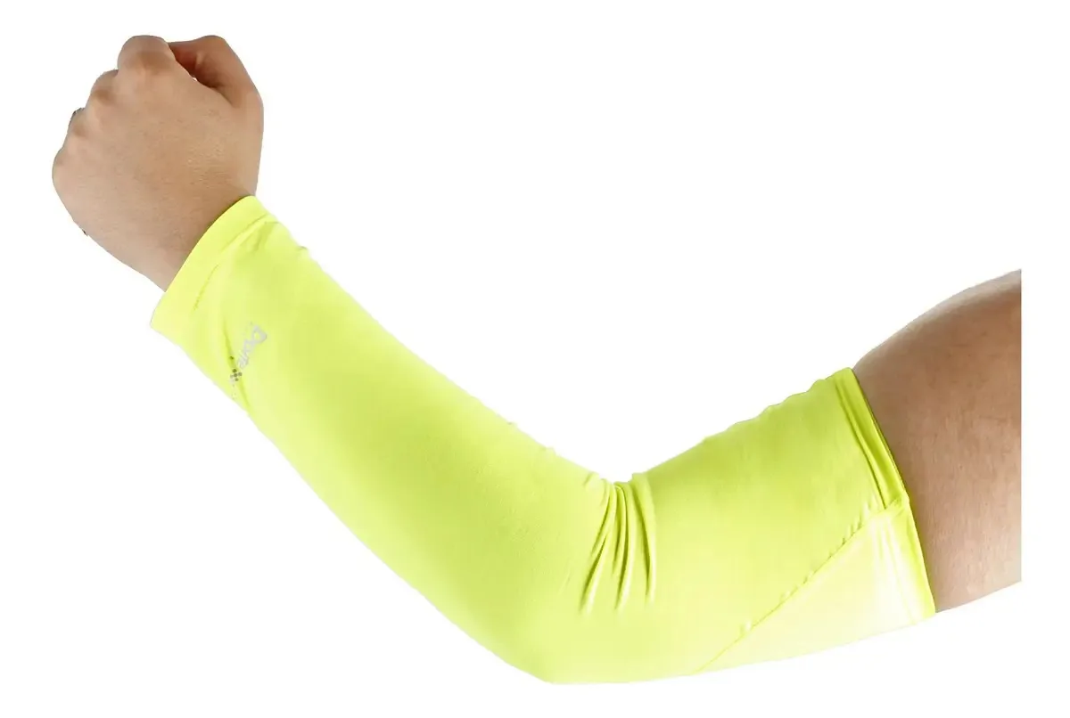 Mangas de proteção UPF +50, cor amarela, tamanho M