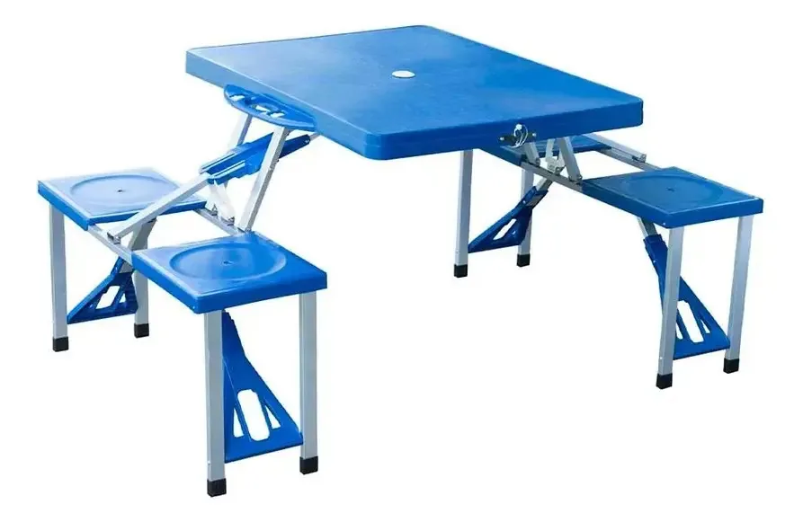 Mesa dobrável de plástico azul Alpes