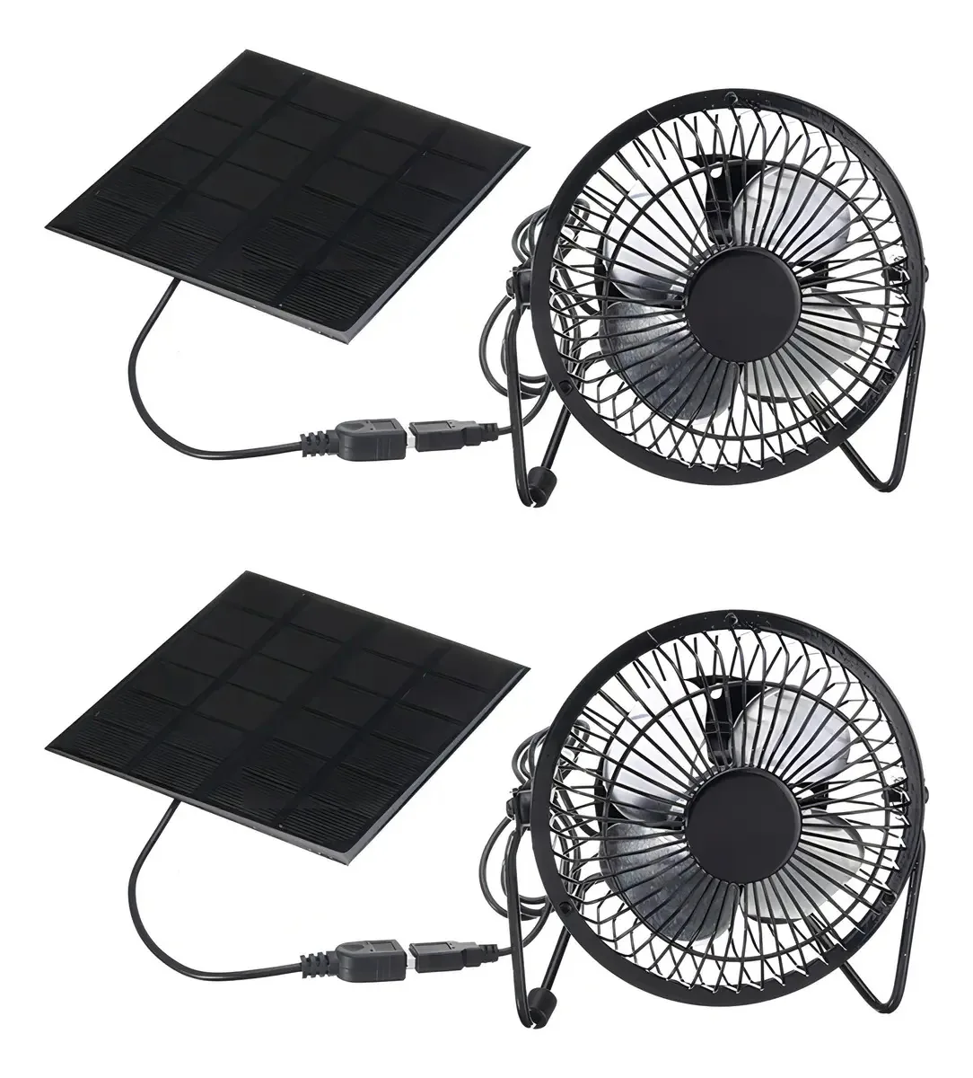 2 ventiladores portáteis alimentados por painel solar, 5 W, cor conforme mostrado