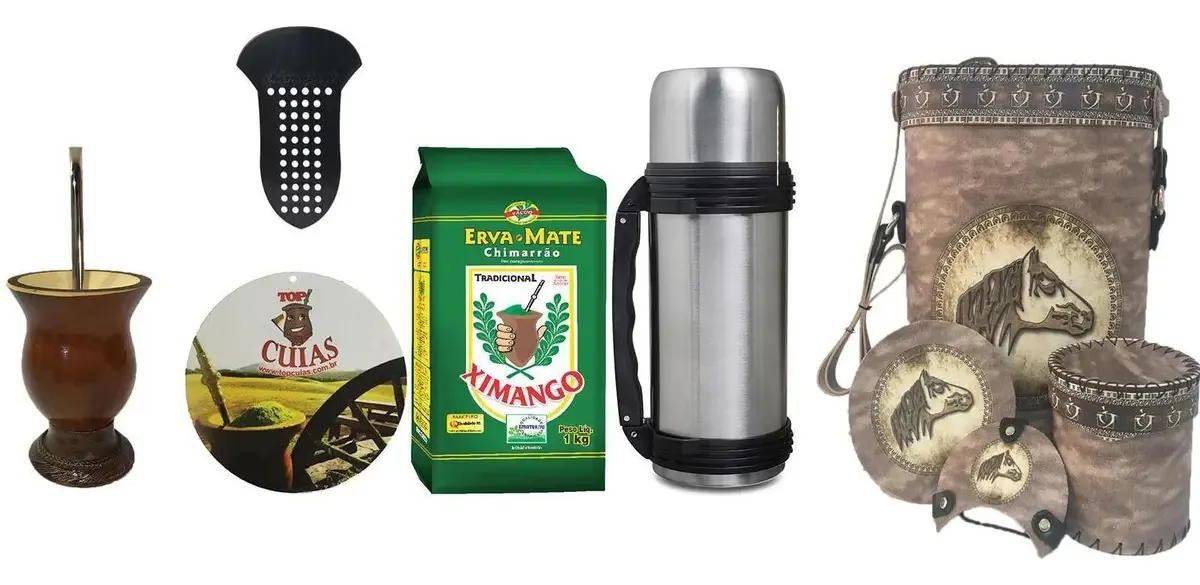 Kit Meu Primeiro Chimarrão Completo Cuia Bomba Tér Mat Aces